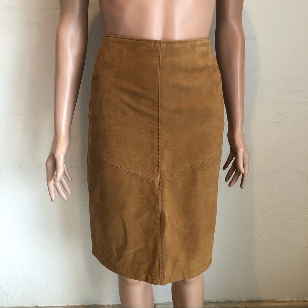 Victoria Leather Brown Pencil Skirt Vintage Women’s 10 High- Waist Western Style